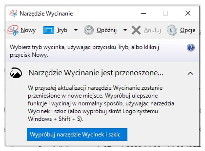 Okno aplikacji Narzędzie Wyciananie